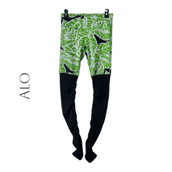 2030. ALO YOGA GODDESS LEGGINGS PRINT PALM SPRING GLOWSTICK BLACK SIZE SMALL NWT - Picture 3 of 9